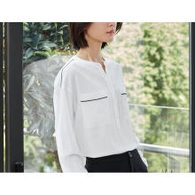 Summer Clean Pure White Round-Neck Women′s Shirt